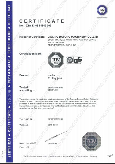 Trolley Jack Tuv & CE Certification