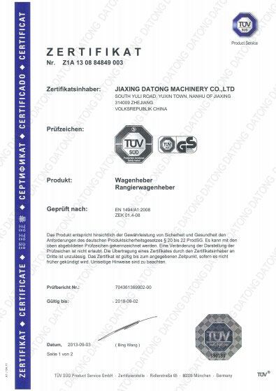 Trolley Jack Tuv & CE Certification in Germany